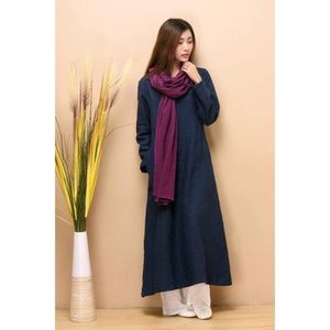 Long linen Chinese style Hanfu dress - Navy, Small, NWOT